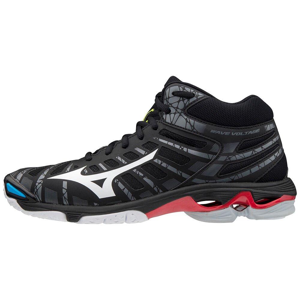 Mizuno Men's Volleyball Shoes Wave Voltage Mid Black/White - YWTXAKR-64